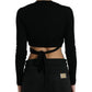 Elegante maglione cardigan in lana vergine nera