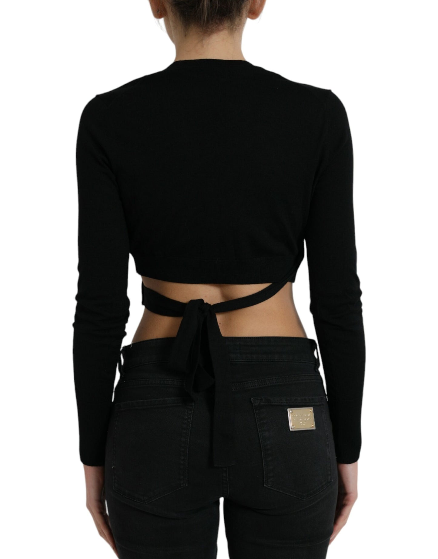 Elegante maglione cardigan in lana vergine nera
