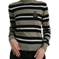 Elegante maglione a collo alto in lana a righe