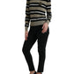 Elegante maglione a collo alto in lana a righe