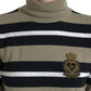 Elegante maglione a collo alto in lana a righe