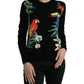 Elegante maglione cardigan in lana e seta stampato