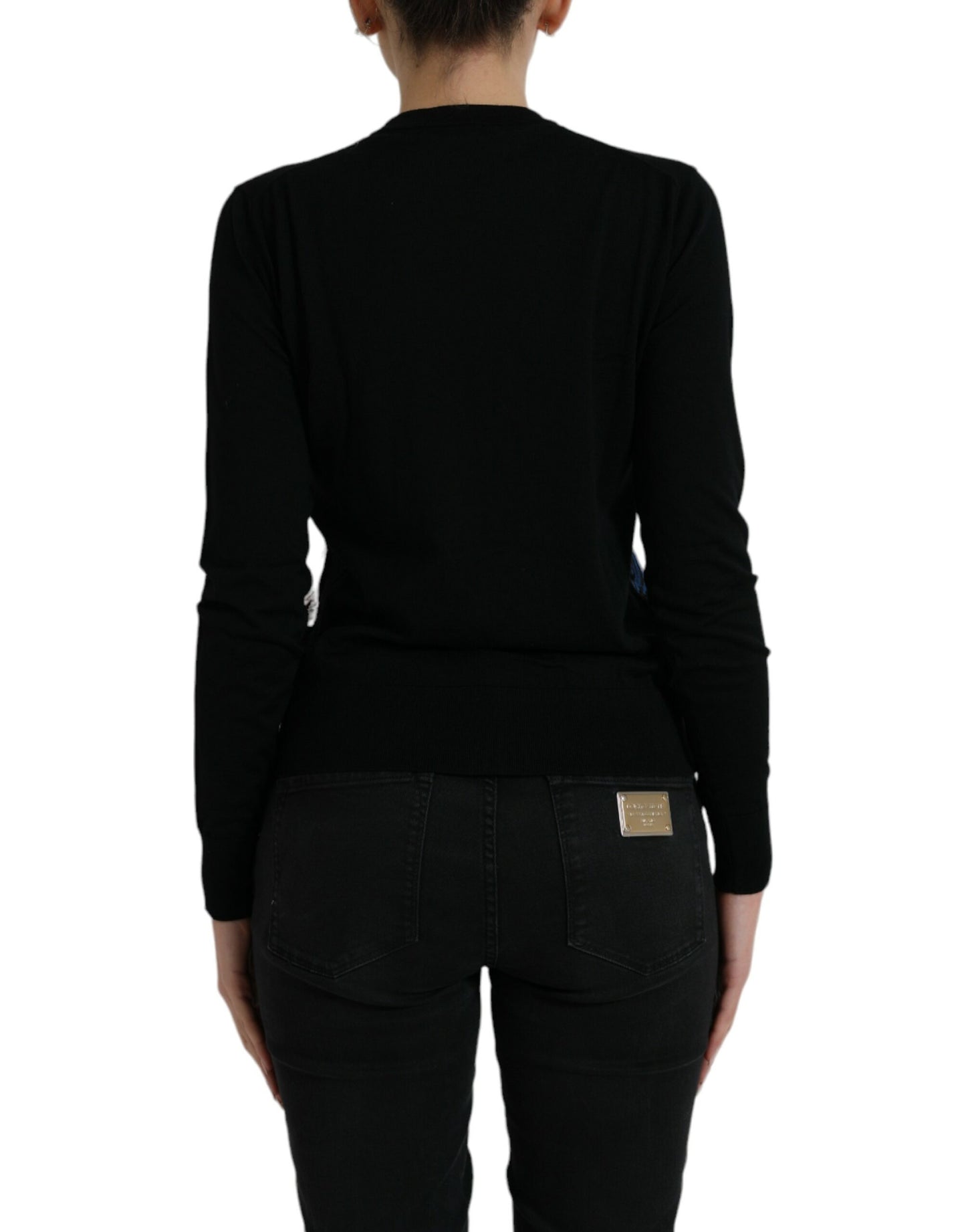 Elegante maglione cardigan in lana e seta stampato