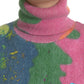 Maglione casual a collo alto in mohair multicolore