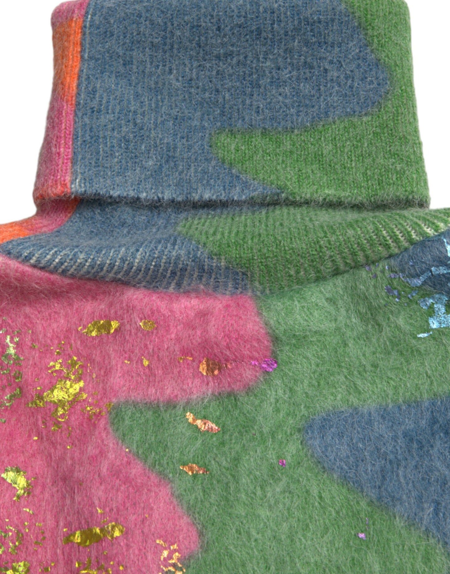 Maglione casual a collo alto in mohair multicolore