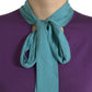 Maglione con fiocco in seta multicolore