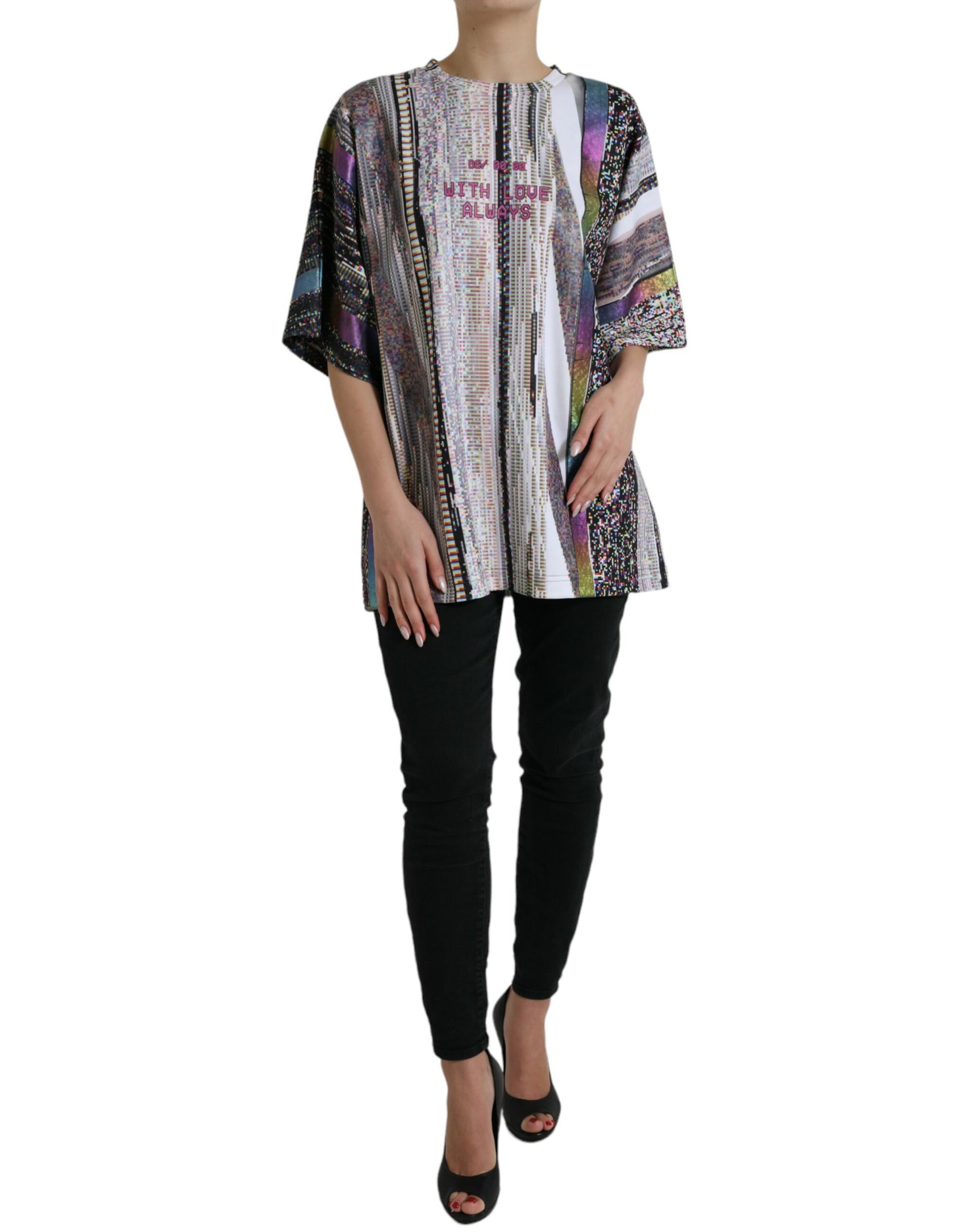 Maglietta girocollo multicolore chic