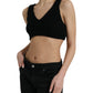 Elegante top corto bustier in cashmere nero