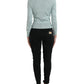 Elegante cardigan in seta azzurro chiaro