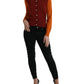 Elegante maglione cardigan in seta in toni vivaci