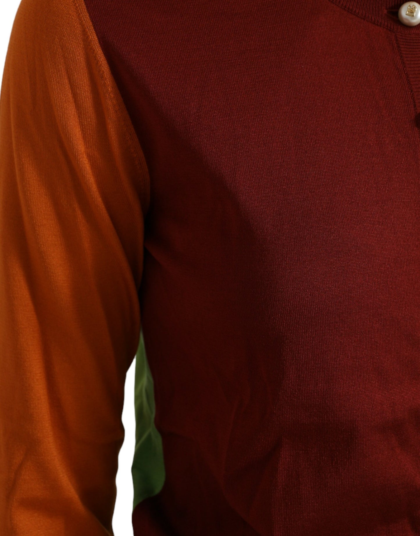 Elegante maglione cardigan in seta in toni vivaci