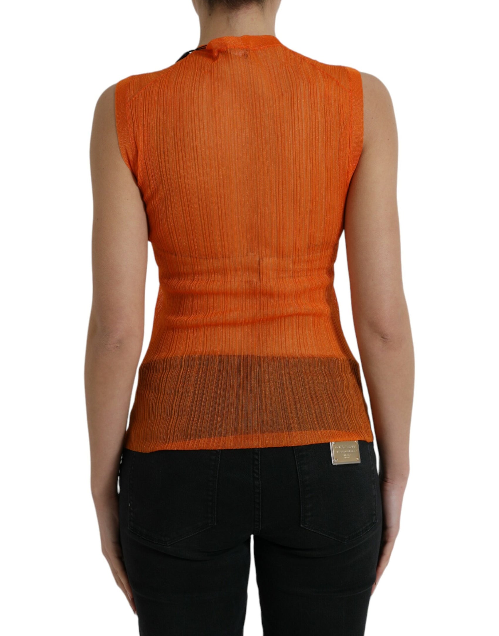 Schickes orangefarbenes Tanktop mit Rundhalsausschnitt