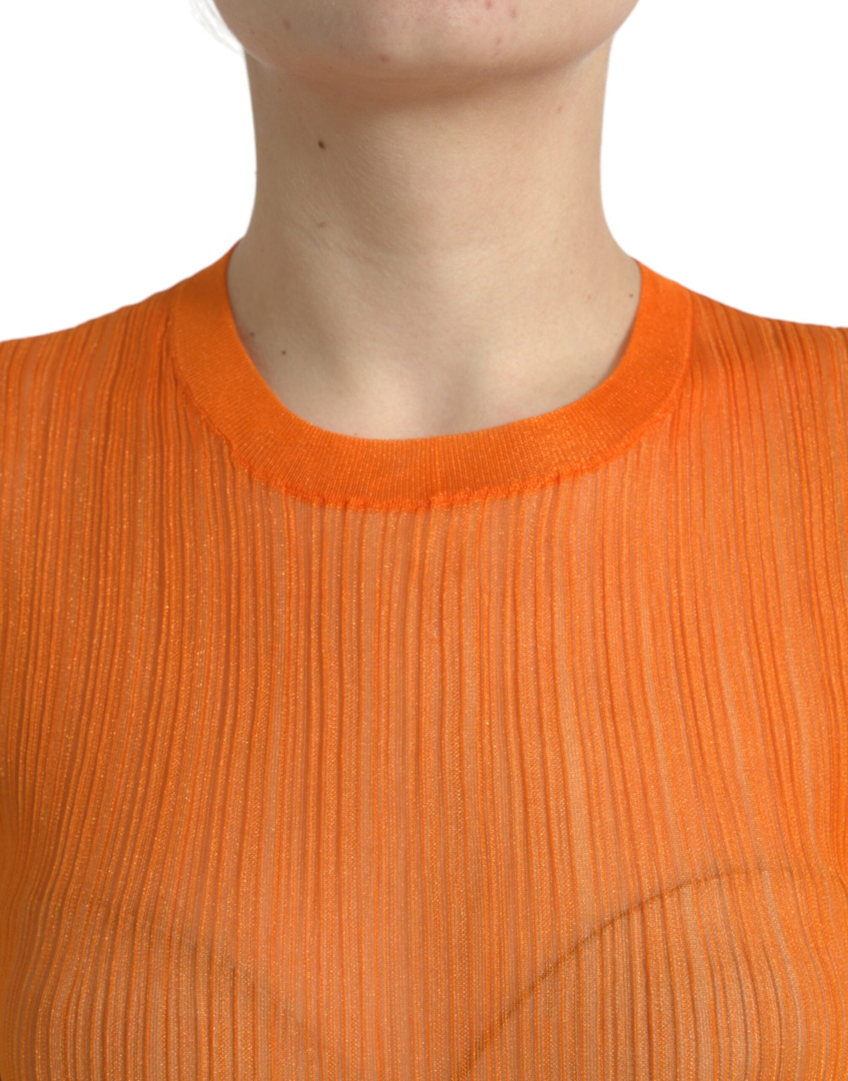 Schickes orangefarbenes Tanktop mit Rundhalsausschnitt