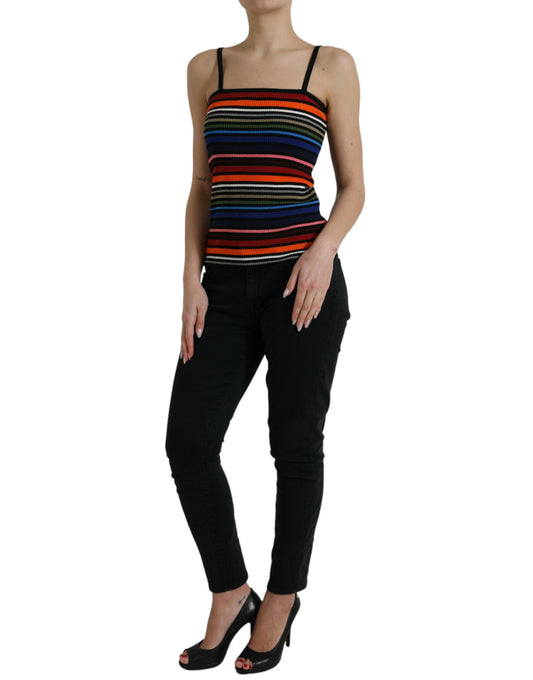 Canotta elegante a righe con spalline sottili