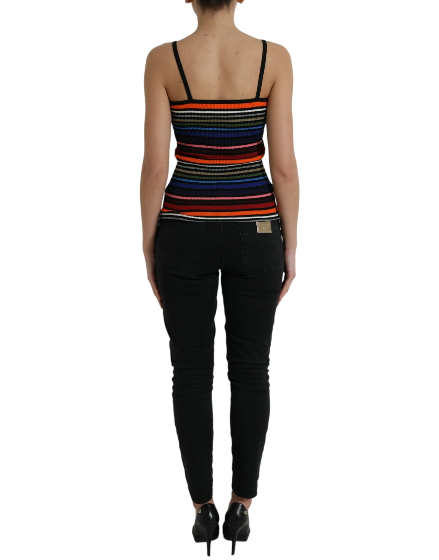 Canotta elegante a righe con spalline sottili