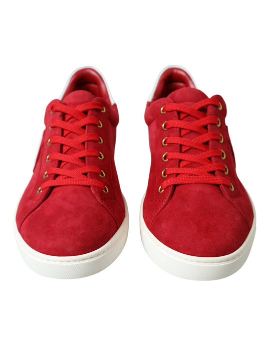 Elegante rot-weiße Leder-Sneaker