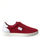 Elegant Red & White Leather Sneakers