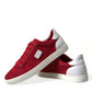 Elegant Red & White Leather Sneakers