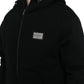 Elegant Black Bomber Jacket with Hood