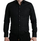 Elegantes schwarzes italienisches Slim Fit-Hemd