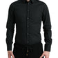 Elegantes, schmales, schwarzes Hemd aus Seidenmischung