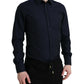 Elegantes marineblaues Jacquard-Hemd