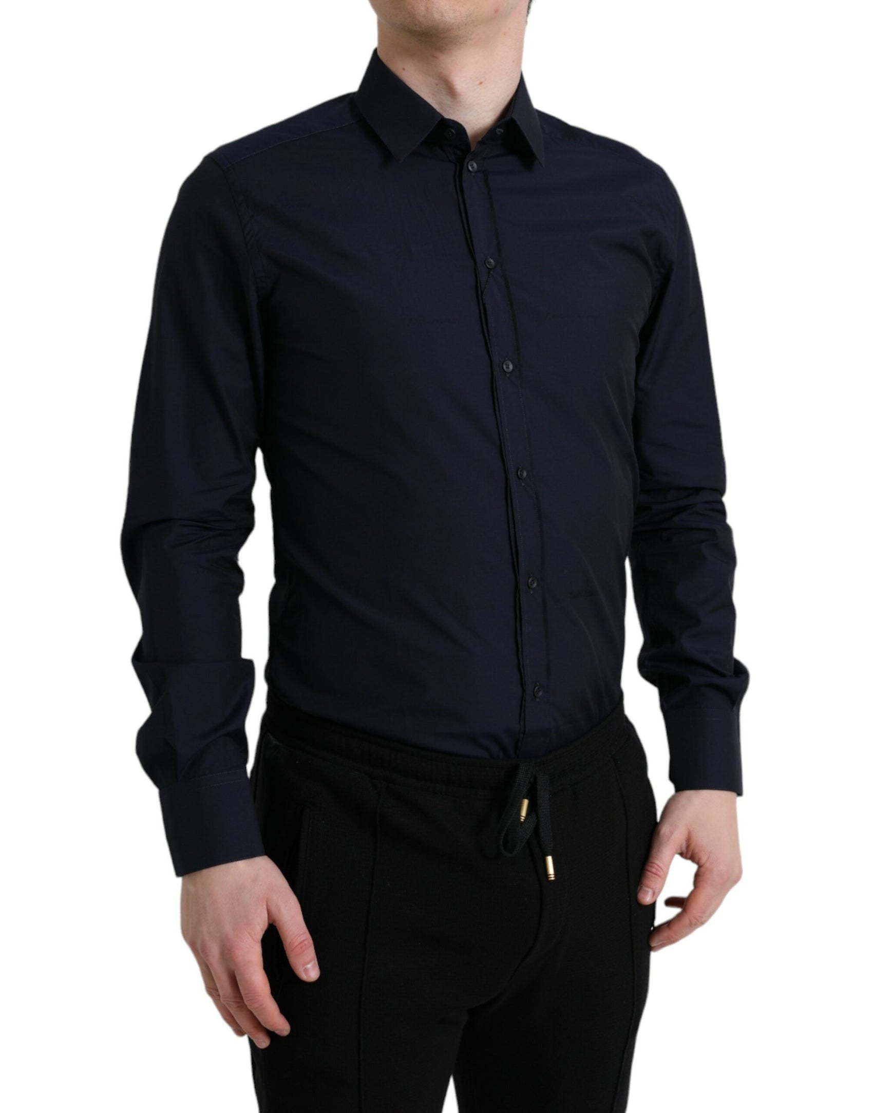 Elegantes marineblaues Jacquard-Hemd