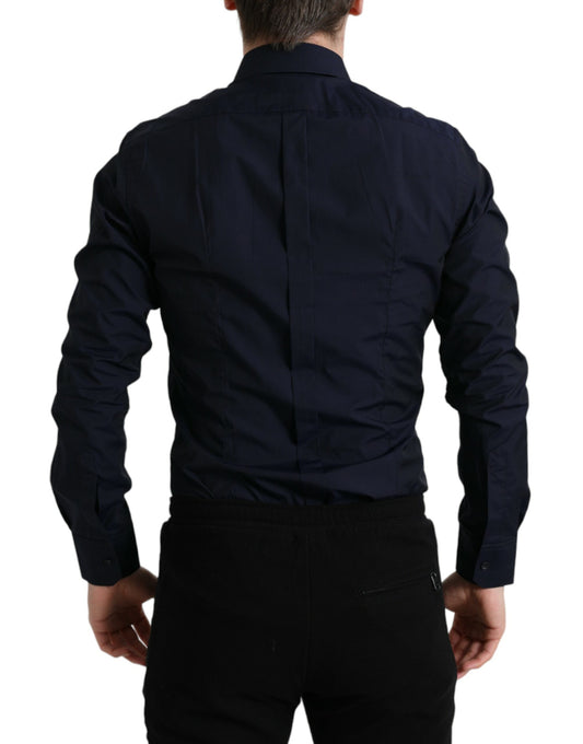Elegantes marineblaues Jacquard-Hemd