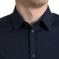 Elegantes marineblaues Jacquard-Hemd