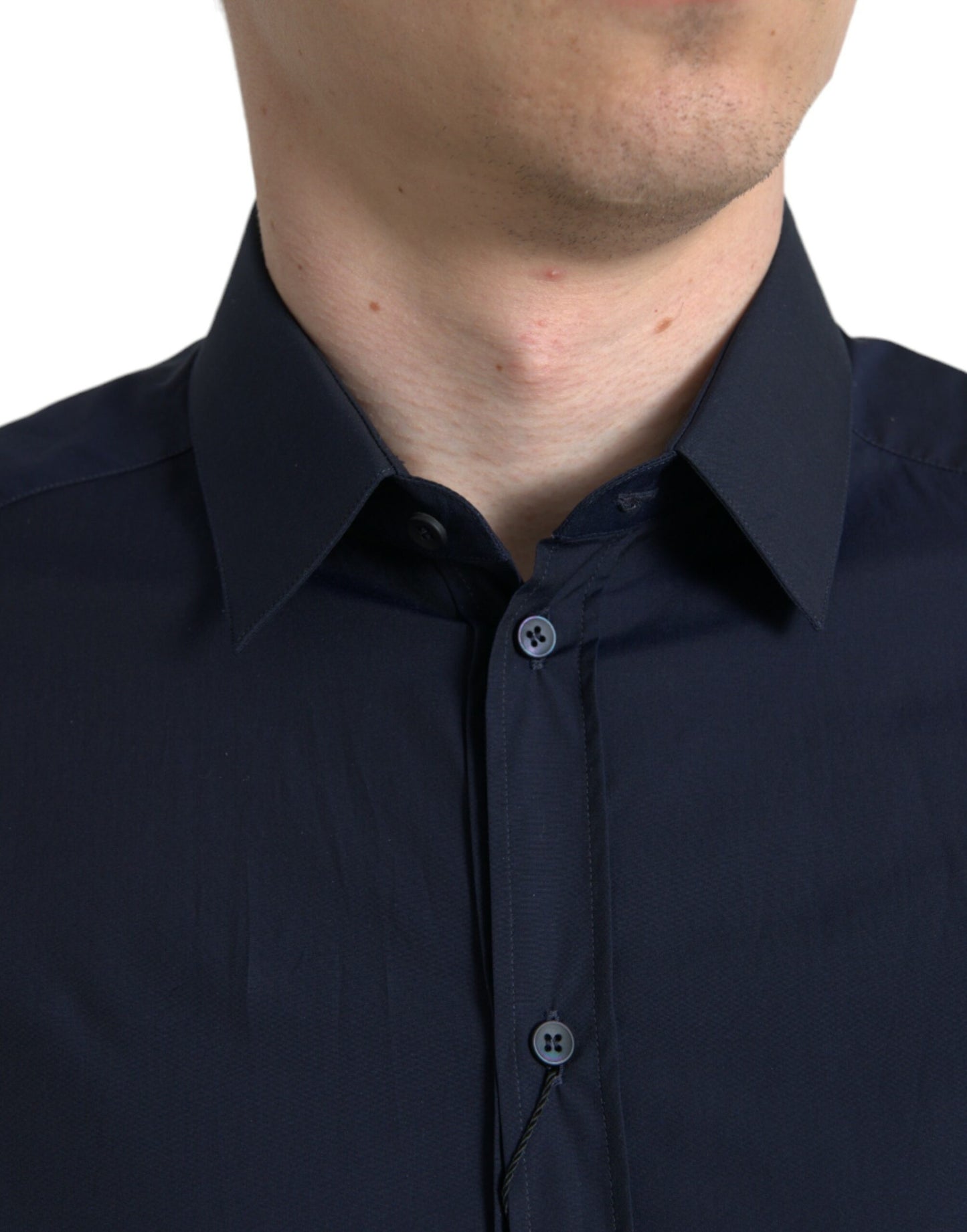 Elegantes marineblaues Jacquard-Hemd