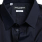 Elegantes marineblaues Jacquard-Hemd