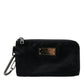 Sleek Designer Nylon-Leather Pouch in Black