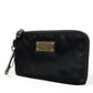 Sleek Designer Nylon-Leather Pouch in Black