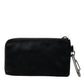 Sleek Designer Nylon-Leather Pouch in Black