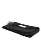 Sleek Designer Nylon-Leather Pouch in Black