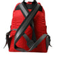 Elegant Red Nylon-Leather Backpack