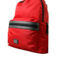 Elegant Red Nylon-Leather Backpack