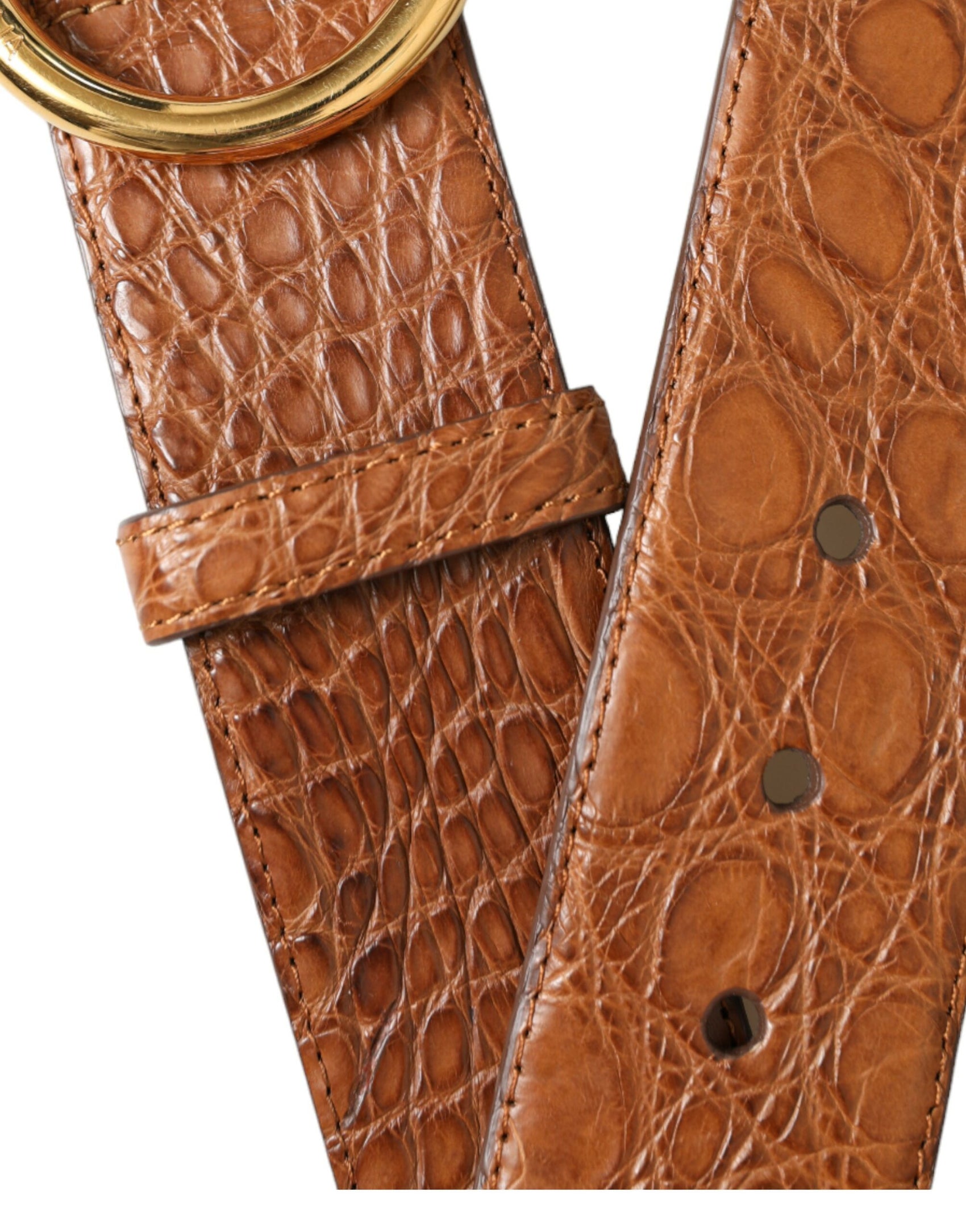 Cintura elegante in pelle esotica - marrone intenso