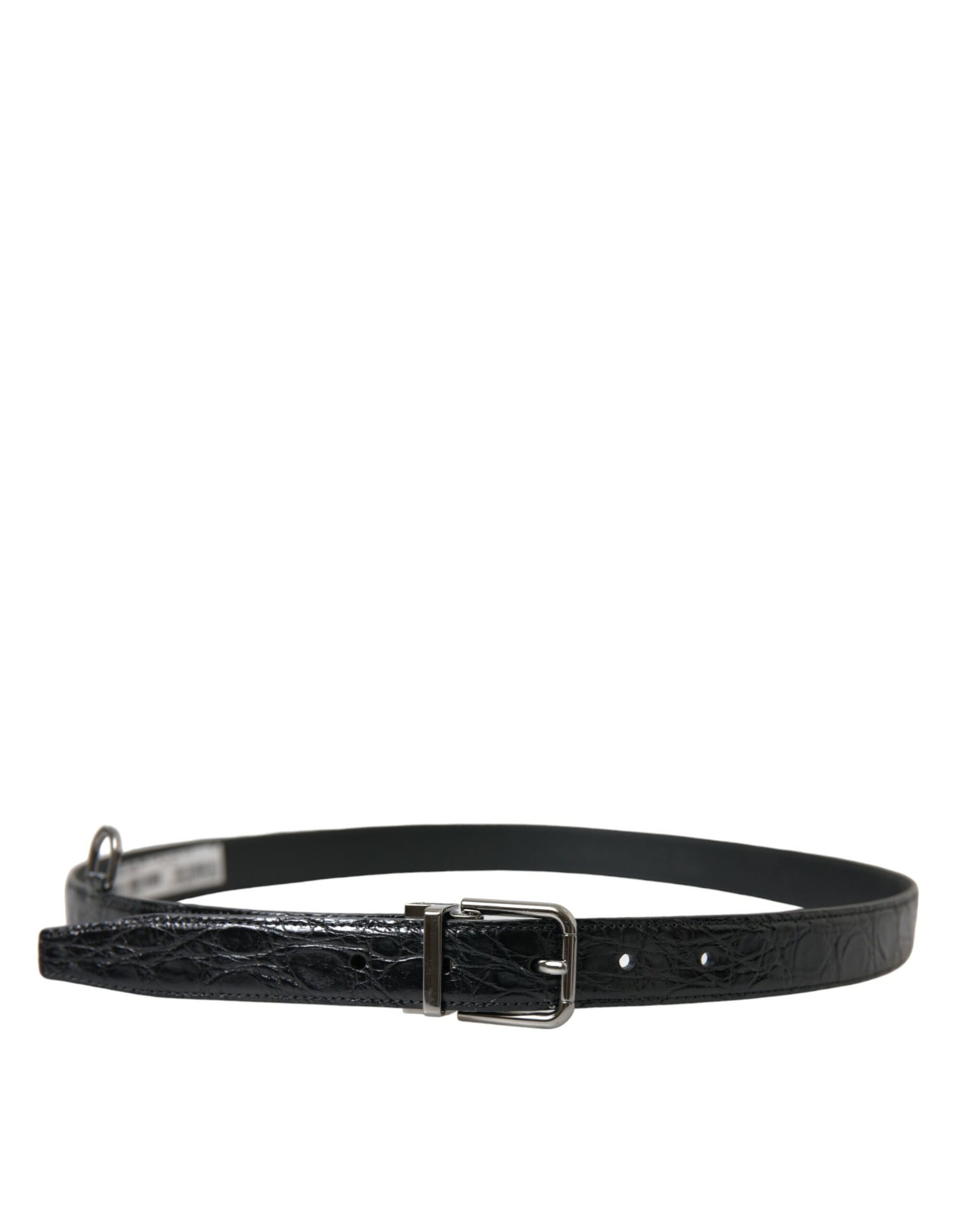 Elegante cintura in pelle nera con fibbia in metallo