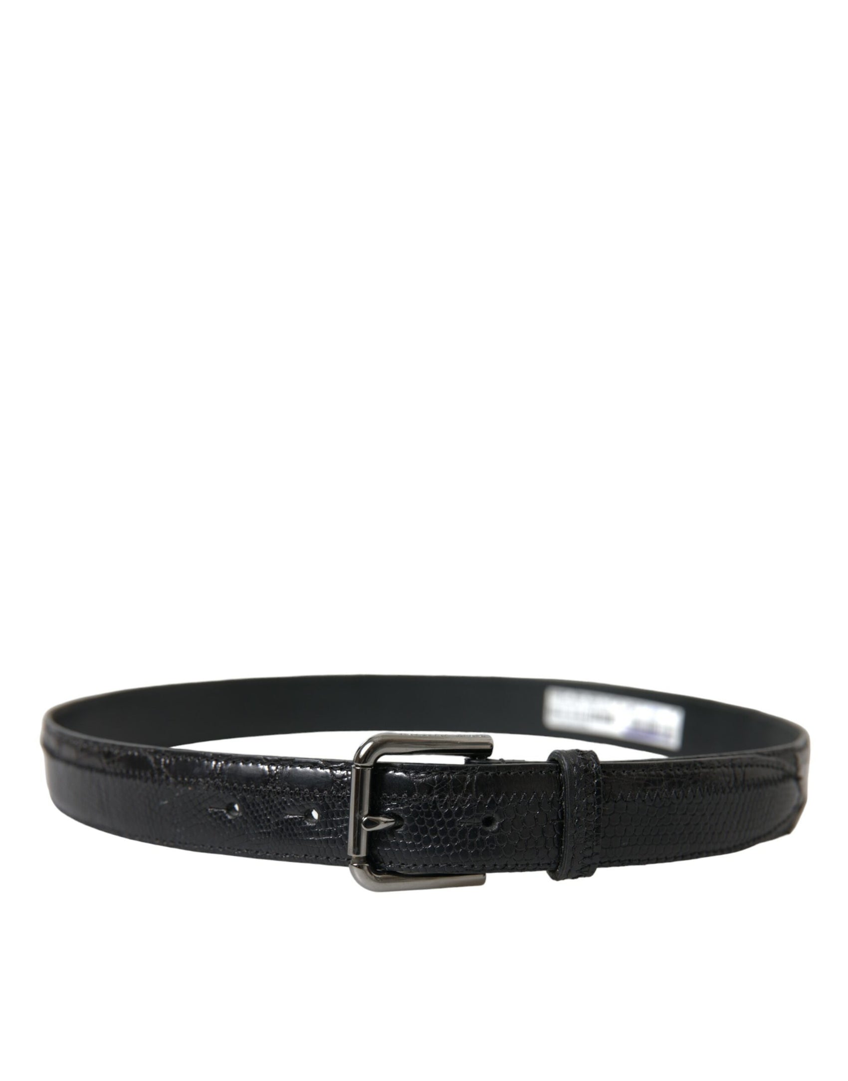 Elegante cintura in pelle nera con fibbia in metallo