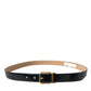 Elegant Black Leather Waist Belt with Logo Buckle