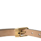 Elegant Black Leather Waist Belt with Logo Buckle