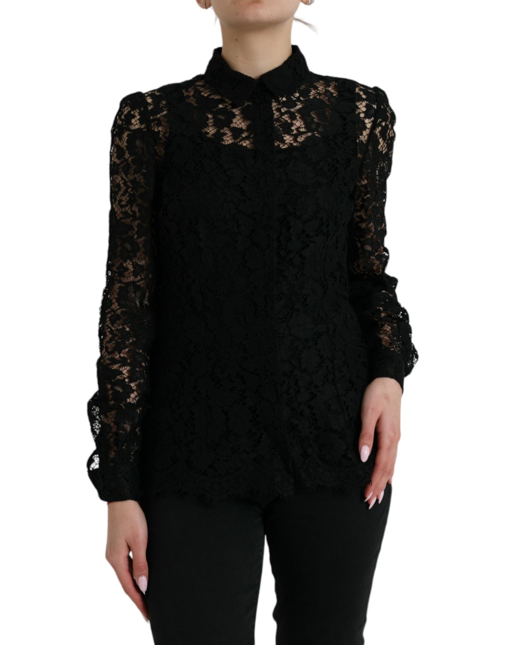 Elegante camicetta in pizzo floreale