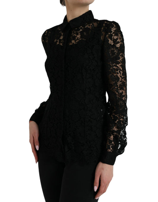 Elegante camicetta in pizzo floreale