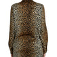 Elegante camicetta in seta con stampa animalier marrone