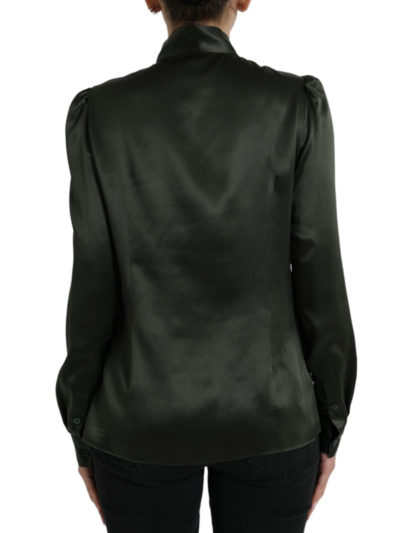 Elegante camicetta in seta con colletto ascot