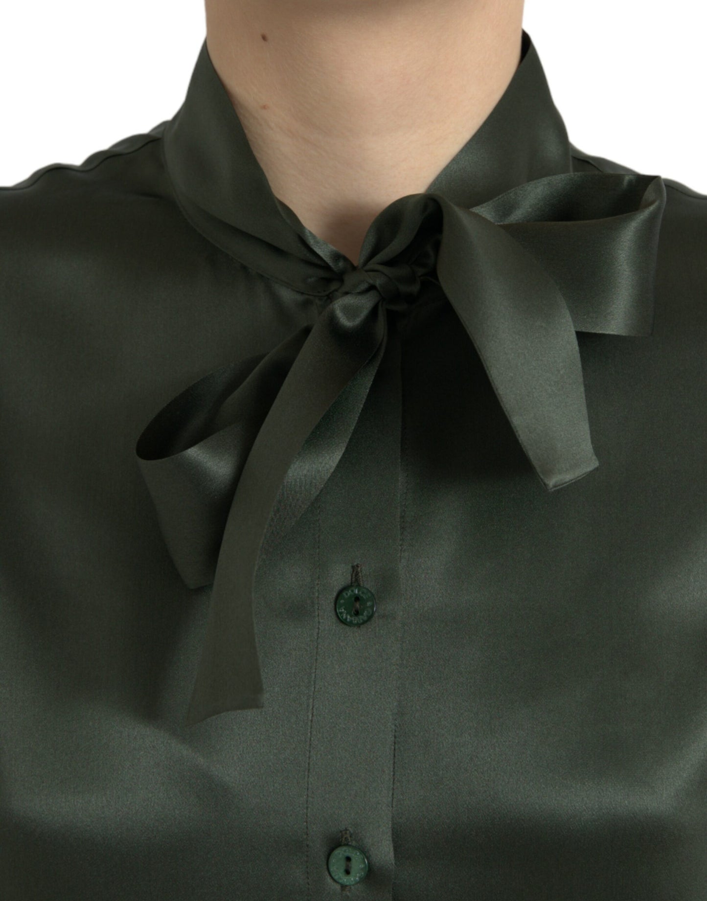 Elegante camicetta in seta con colletto ascot