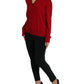 Elegante cardigan rosso in lana con scollo a V