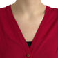 Elegante cardigan rosso in lana con scollo a V
