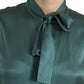 Elegante camicetta in seta verde scuro